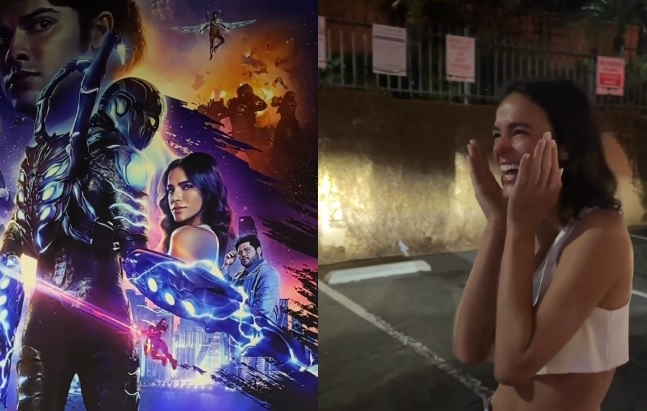 Bruna Marquezine, besouro azul, emocionada, outdoor, los angeles